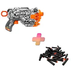 BAIHUI TOYS - PISTOLA DE JUGUETE DE 12 DARDOS-MONSTER DOODLE-RUEDA GIRATORIA Y 24 DARDOS DE REGALO