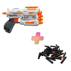 BAIHUI TOYS - PISTOLA DE JUGUETE DE 12 DARDOS-BLANCO Y 24 DARDOS DE REGALO