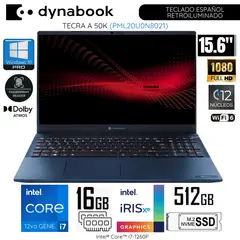 DYNABOOK - Laptop Dynabook Tecra A 50K PML20U0N8021 Intel Corei7-1260P 16GB RAM 512GB SSD 15.6"  FHD WIND 10 PRO