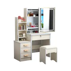 GENERICO - Tocador de Maquillaje Con Espejo Iluminado y Sillón Para Dormitorio Beige