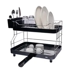 KOTIINI - Escurridor de platos 2 niveles Smart Plus negro
