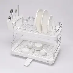 KOTIINI - Escurridor de platos 2 niveles acero inoxidable Smart Plus blanco