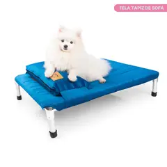GENERICO - CAMA PARA PERRO TIPO HAMACA TELA TAPIZ TALLA M - AZUL + ALMOHADA DE REGALO