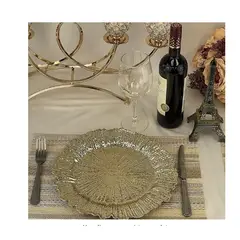 GENERICO - Plato Fondo Sitio Borde Puntos Dorado 33cm Decoración Mesa
