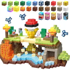 MAGNETI BLOCK - Set Bloques magnéticos Mundo Pokemon 200 PIEZAS con Luces