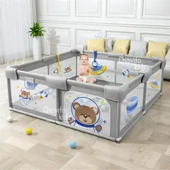 GENERICO - CORRALITO DE TELA CON ACCESORIOS OSITO PLOMO 200x180 CM
