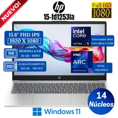 HP - Laptop HP 15-fd1253la 15.6" FHD, Intel Core Ultra 5 -125H, Ram 16GB, Ssd 512GB, Win 11