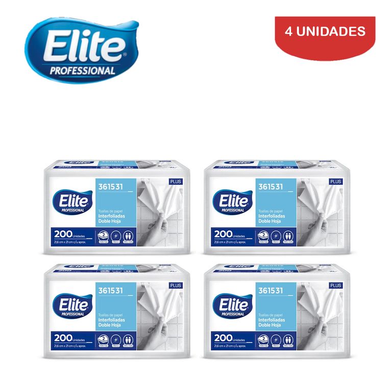Papel toalla DH interfoliada 200 hojas ELITE. Pack 4 und