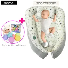 GENERICO - Nido Colecho para Bebe Gris +Pelotas Texturizadas 6 Pz
