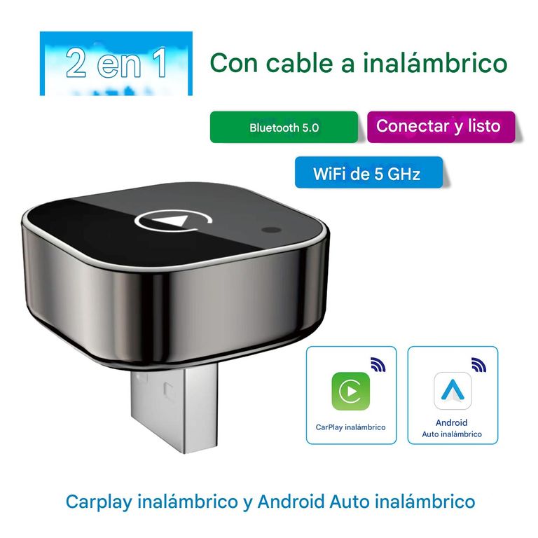 Adaptador a CarPlay y Android Auto inalámbrico