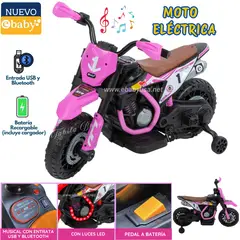 EBABY - Motocicleta a Batería recargable musical y luces Rosado