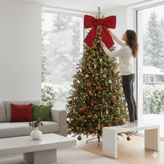 IMPORTADO MC - Lazo coquette rojo para arbol navideño 1 metro con moño en terciopelo