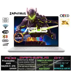 ASUS - ROG Zephyrus G14 Ryzen 9 RTX 5060 3K OLED 120 Hz 16GB RAM 1TB SSD