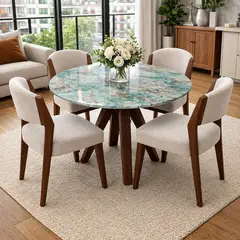 NOEL - Mesa de Comedor de Mármol Esmeralda Redonda 100cm Noel Deco