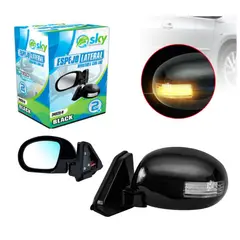 JET - Espejo Retrovisor Con luz Direccional Rebatible Universal Negro Premiun 2pcz