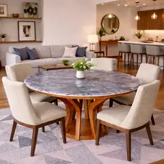 NOEL - Mesa de Comedor Circular de Mármol Zafiro Night 90cm Deco