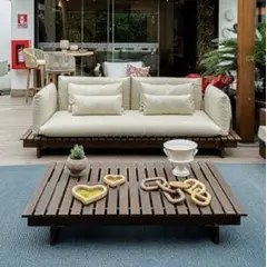 DMUEBLES - Mesita Centro Terraza  Jardín Atom - Marrón