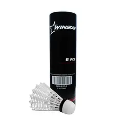 WINSTAR - PLUMILLAS PARA BÁDMINTON DE NYLON - 6 PCS BLANCO