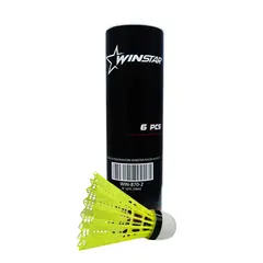 WINSTAR - PLUMILLAS PARA BÁDMINTON DE NYLON - 6 PCS AMARILLO