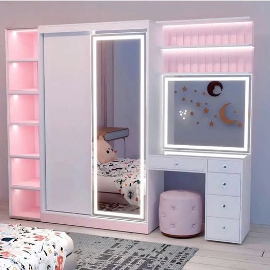 ROPERO TOCADOR ISLA - LA CASA DEL MUEBLERO - BLANCO CON ROSADO