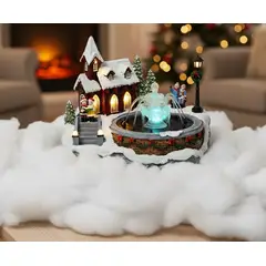IMPORTADO MC - Villa navideña de iglesia con pileta de agua 24 cm