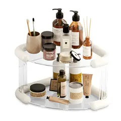 KELLER - Organizador Esquinero de Baño 2 Niveles con Base Antideslizante E47