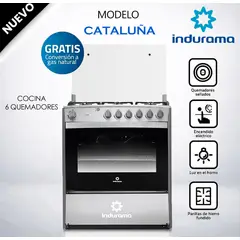 INDURAMA - Cocina Indurama Cataluña 6 Hornillas Croma