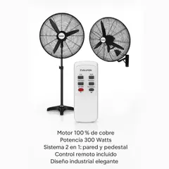 CROWN - Ventilador Evolution 300 W – Motor de Cobre con Control Remoto