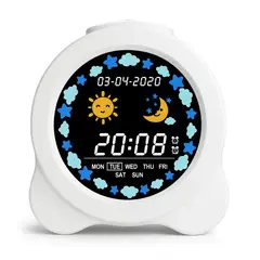 GENERICO - Reloj Despertador para Niños con Luz LED Pantalla LCD a Color y Entrenador de Sueño con Cable USB-C