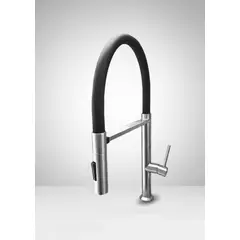 GENERICO - Llave Monocomando de lavadero Acero Inoxidable con pico flexible Negro