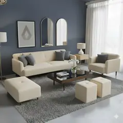 AMBIHOME - Juego de sala Afra 3-1+ banqueta+ 2 puff de regalo