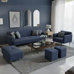 AMBIHOME - Juego de sala Afra 3-1+ banqueta+ 2 puff de regalo