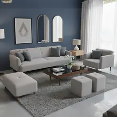 AMBIHOME - Juego de sala Afra 3-1+ banqueta+ 2 puff de regalo