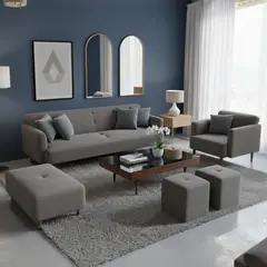 AMBIHOME - Juego de sala Afra 3-1+ banqueta+ 2 puff de regalo