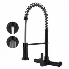 FRATELLI - Grifo Monomando de Cocina Tipo Chef con Ducha Extraíble y Muelle Flexible - Acabado Negro Mate