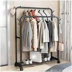 GENERICO - Estante Colgador Organizador Ropa Perchero Con Ruedas Negro 35kg