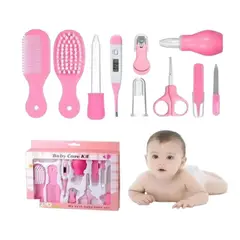 GENERICO - Kit de Higiene para Bebés Cortauñas Peine Cepillo Baby Care 10 piezas Rosado