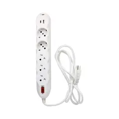 OPALUX - Supresor de pico 3 Tomas Universales + 2 Schuko + USB + TipoC OP-3U2SB