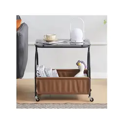 EVERSO - Mesa Auxiliar con Ruedas y Cesta de Almacenamiento NEGRO