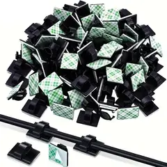 GENERICO - Clips Adhesivos organizador gancho para ordenar Cables x30 NEGRO