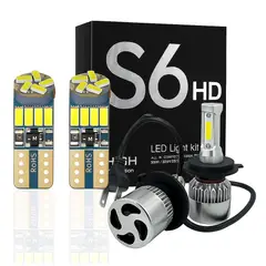 KOBO - Kit Bi Led Cree H4 S6 Plus 52000 Lum Alta Y Baja + 2 Led T10 3014