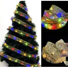 GENERICO - CINTA DE TELA CON LUCES LED PARA ARBOL NAVIDEÑO - LUZ MULTICOLOR