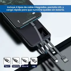 SUPER - Power Bank 4 En 1 Super 15000 Mah Carga Rápida Led Pantalla Led