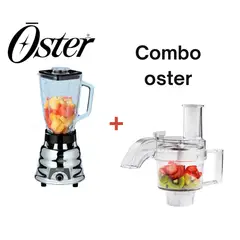 OSTER - LICUADORA 1.25L CLASICA 2 VELOCIDADES 250-22 CROMADO + PROCESADOR DE ALIMENTO BLANCO - BLSTFP-W00