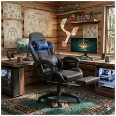 XION - Silla Gamer Ergonómica Victory Cojínes Ajustables Posapiés 135° Azul