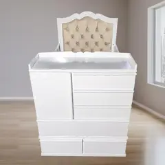 GENERICO - Cama cuna de plaza y media con comoda desmontable blanco