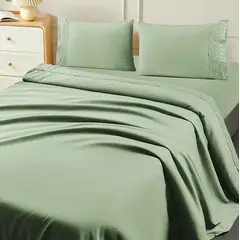 GOLDSUN - JUEGO DE SÁBANAS 4 PIEZAS 3000 HILOS BORDADO INGLES 2 PLAZAS