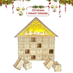 GENERICO - Calendario Adviento Madera 24 Cajones Decoración Navideña Rústico