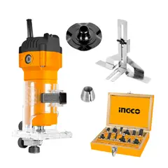 INGCO - Ruteadora Fresadora Palma 1/4'' Con Set 12 Fresas 6mm