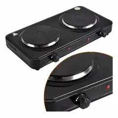 GENERICO - Cocina Electrica 2 Hornillas de Portatil Mesa Moderna en Negro
